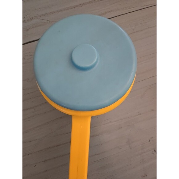 Rare Vintage The First Years Yellow Pot with Blue Lid 2338 Smiling Face Plastic - Picture 8 of 10